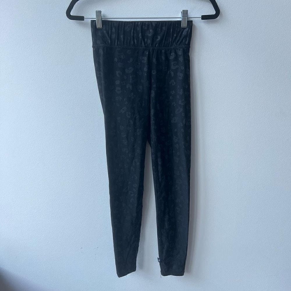 Terez Womens High Waisted Workout Foil Printed Legging Black Size Small
